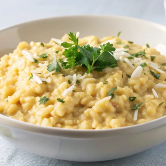 karfiolovo-syrov&eacute; rizoto, Karfiolovo-syrov&eacute; rizoto s opečenou bagetkou